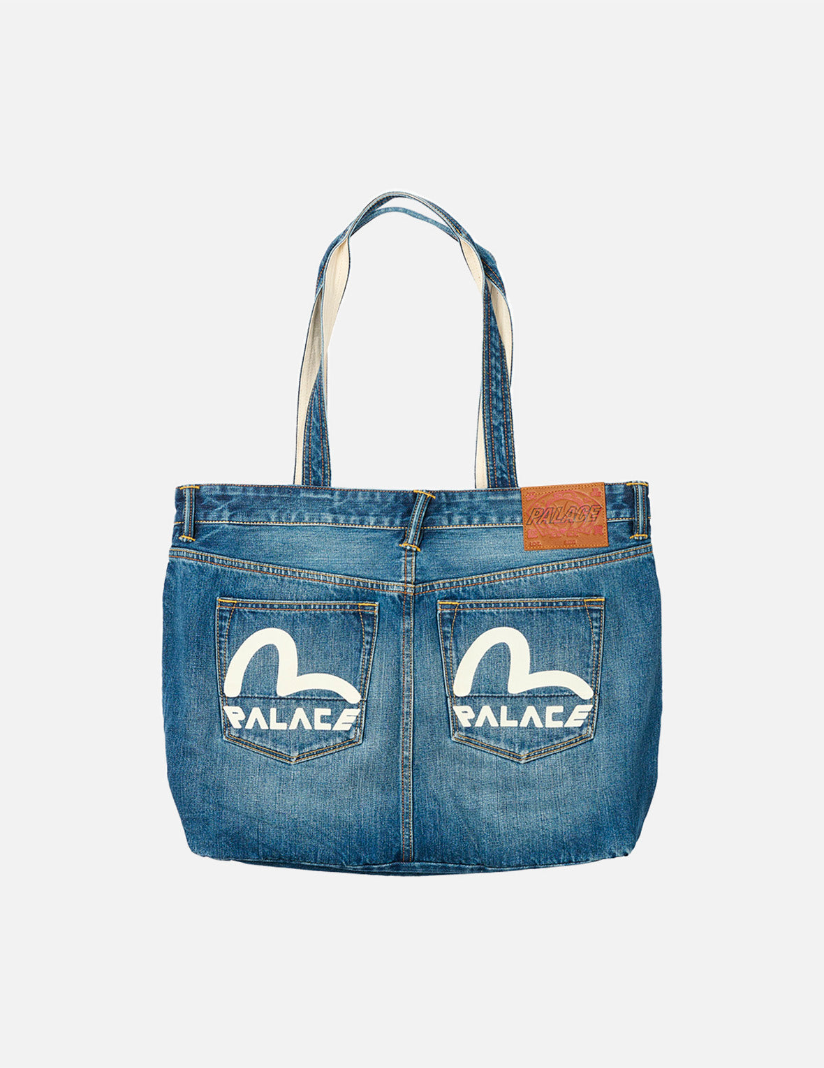 PALACE EVISU Logo Print Denim Tote Bag